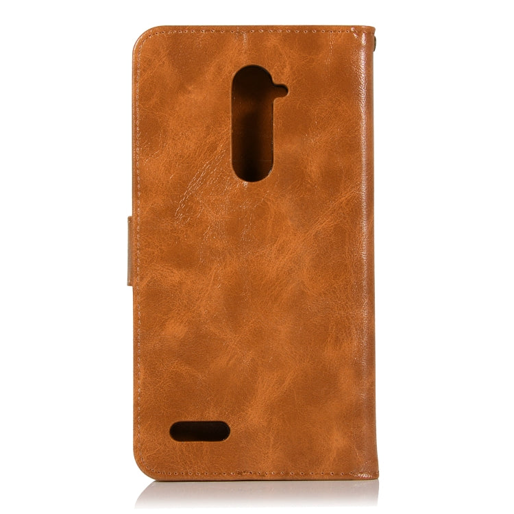 For ZTE Zmax Pro / Z981 Retro Copper Button Crazy Horse Horizontal Flip PU Leather Case with Holder & Card Slots & Wallet & Lanyard
