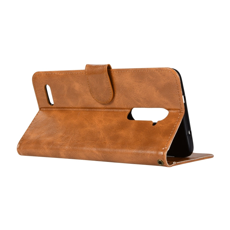 For ZTE Zmax Pro / Z981 Retro Copper Button Crazy Horse Horizontal Flip PU Leather Case with Holder & Card Slots & Wallet & Lanyard