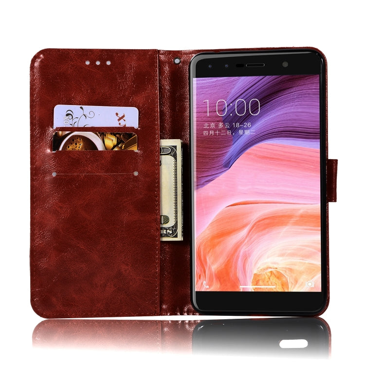 For  ZTE Blade Z Max / Z982 Retro Copper Button Crazy Horse Horizontal Flip PU Leather Case with Holder & Card Slots & Wallet & Lanyard