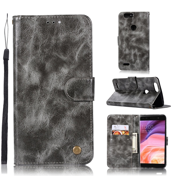 For  ZTE Blade Z Max / Z982 Retro Copper Button Crazy Horse Horizontal Flip PU Leather Case with Holder & Card Slots & Wallet & Lanyard