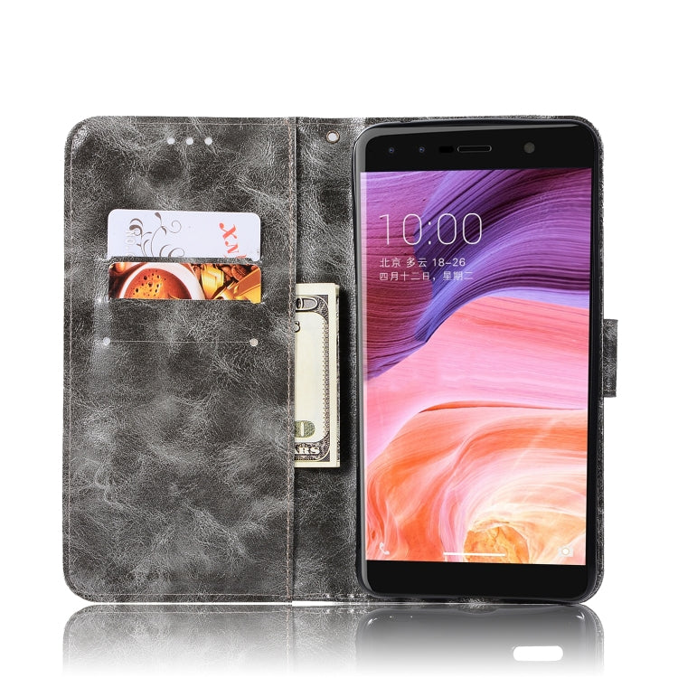 For  ZTE Blade Z Max / Z982 Retro Copper Button Crazy Horse Horizontal Flip PU Leather Case with Holder & Card Slots & Wallet & Lanyard