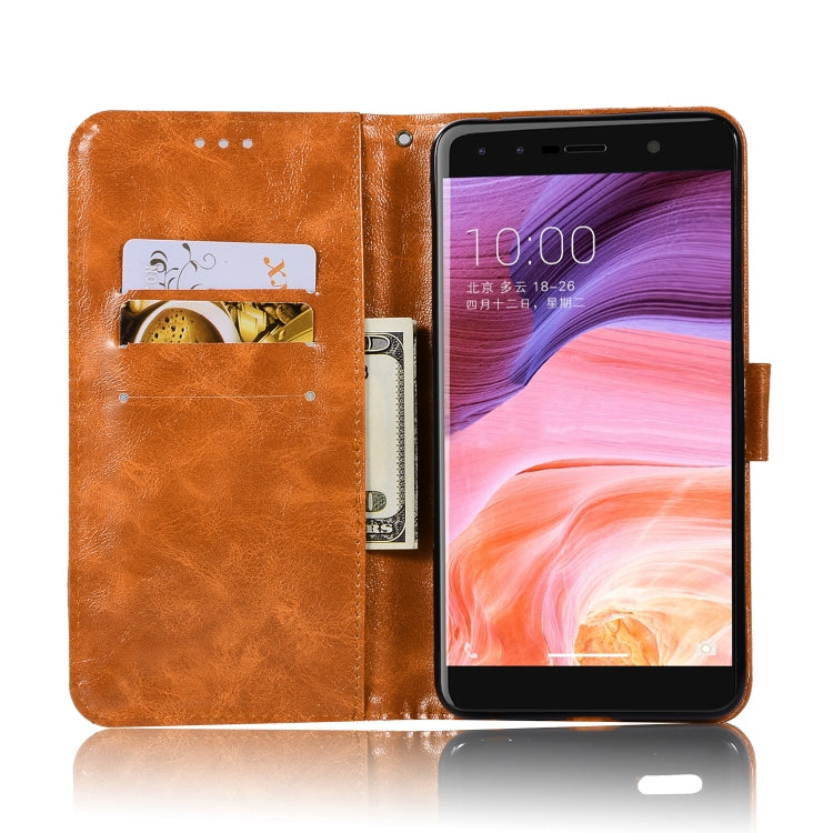For  ZTE Blade Z Max / Z982 Retro Copper Button Crazy Horse Horizontal Flip PU Leather Case with Holder & Card Slots & Wallet & Lanyard