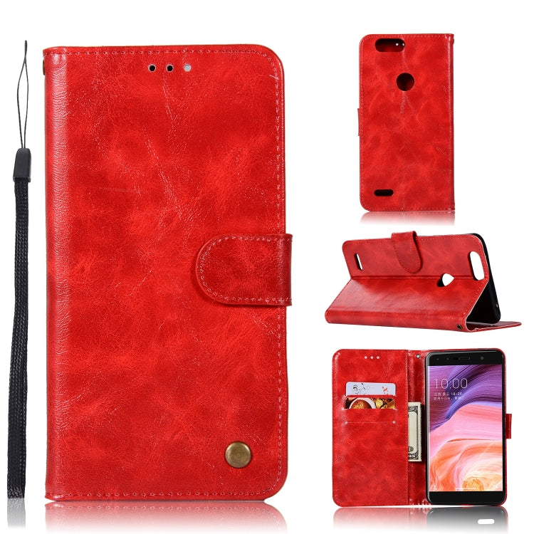For  ZTE Blade Z Max / Z982 Retro Copper Button Crazy Horse Horizontal Flip PU Leather Case with Holder & Card Slots & Wallet & Lanyard
