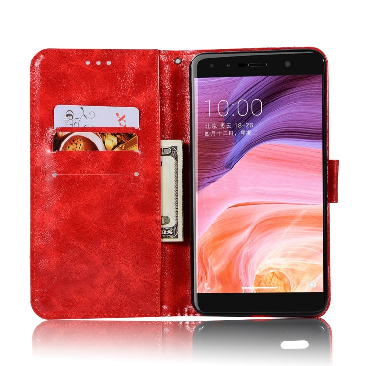 For  ZTE Blade Z Max / Z982 Retro Copper Button Crazy Horse Horizontal Flip PU Leather Case with Holder & Card Slots & Wallet & Lanyard
