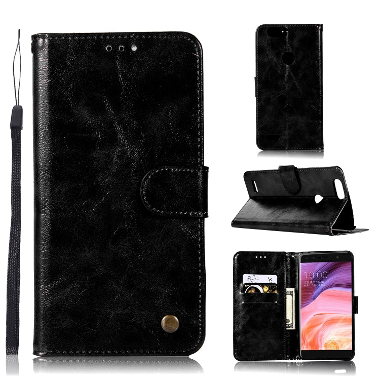 For  ZTE Blade Z Max / Z982 Retro Copper Button Crazy Horse Horizontal Flip PU Leather Case with Holder & Card Slots & Wallet & Lanyard