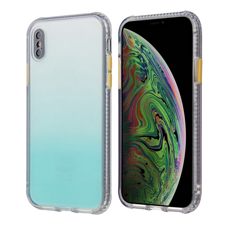 For iPhone XS Max Gradient Shockproof TPU + Acrylic Case with Detachable Buttons