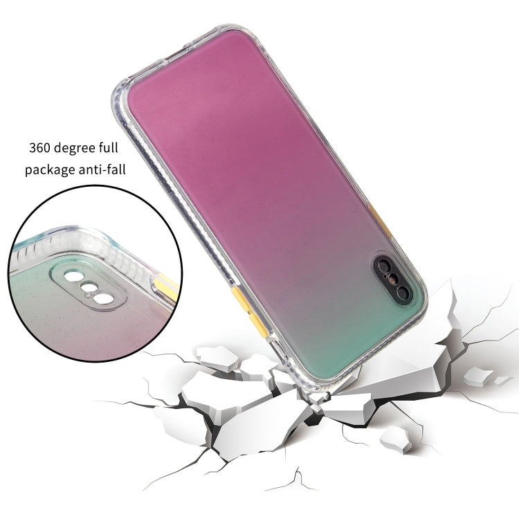 For iPhone XS Max Gradient Shockproof TPU + Acrylic Case with Detachable Buttons