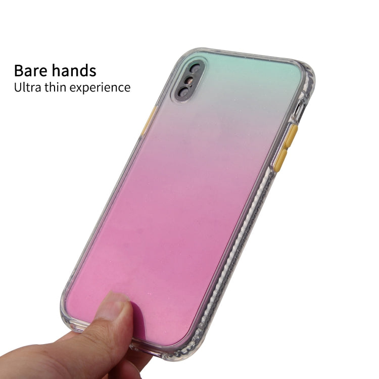 For iPhone XR Gradient Shockproof TPU + Acrylic Case with Detachable Buttons