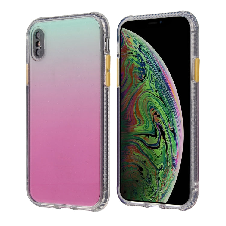 For iPhone XR Gradient Shockproof TPU + Acrylic Case with Detachable Buttons