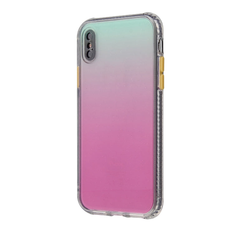 For iPhone XR Gradient Shockproof TPU + Acrylic Case with Detachable Buttons