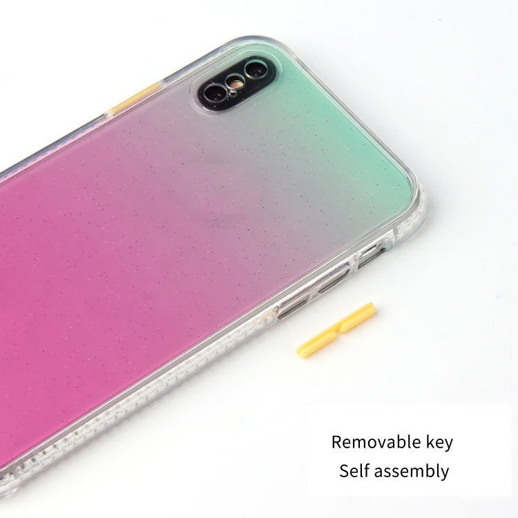 For iPhone XR Gradient Shockproof TPU + Acrylic Case with Detachable Buttons