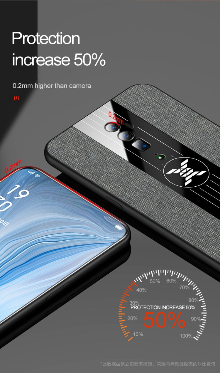 For OPPO Reno XINLI Stitching Cloth Textue Shockproof TPU Protective Case
