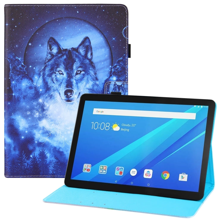 For Lenovo Tab 4 10 Plus Colored Drawing Horizontal Flip PU Leather Case with Holder & Card Slots & Wallet & Sleep / Wake-up Function