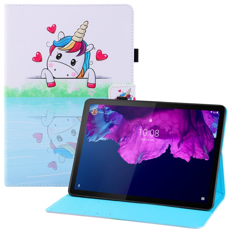 For Lenovo Tab P11 (Tab-J606F) Colored Drawing Horizontal Flip PU Leather Case with Holder & Card Slots & Wallet & Sleep / Wake-up Function