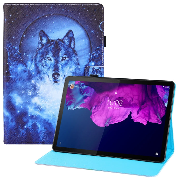 For Lenovo Tab P11 (Tab-J606F) Colored Drawing Horizontal Flip PU Leather Case with Holder & Card Slots & Wallet & Sleep / Wake-up Function