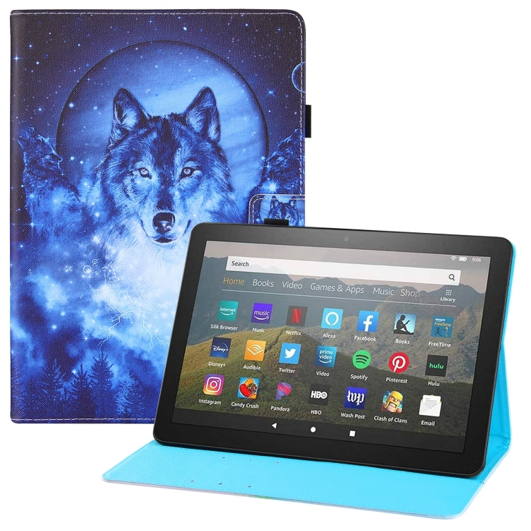 For Amazon Kindle Fire HD8 (2020) Colored Drawing Horizontal Flip PU Leather Case with Holder & Card Slots & Wallet & Sleep / Wake-up Function