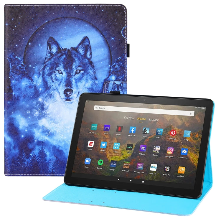 For Amazon Kindle Fire HD10 Colored Drawing Horizontal Flip PU Leather Case with Holder & Card Slots & Wallet & Sleep / Wake-up Function