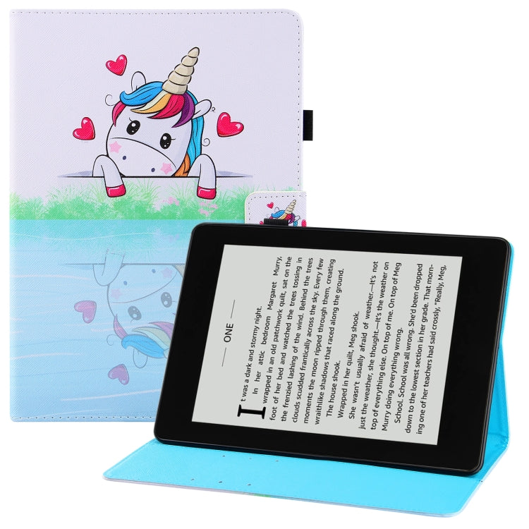 For Amazon Kindle Paperwhite (2019) Colored Drawing Horizontal Flip PU Leather Case with Holder & Card Slots & Wallet & Sleep / Wake-up Function