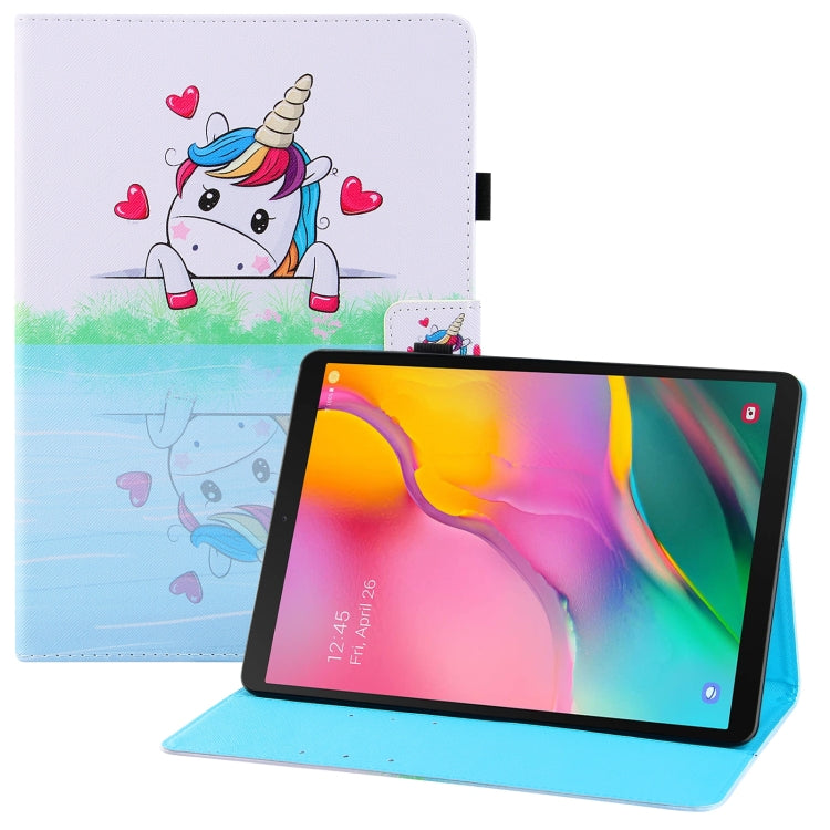 For Samsung Galaxy Tab A 10.1 (2019) T510 Colored Drawing Horizontal Flip PU Leather Case with Holder & Card Slots & Wallet & Sleep / Wake-up Function