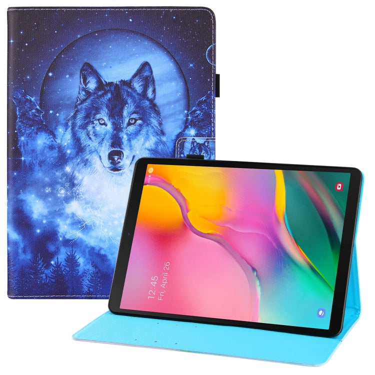 For Samsung Galaxy Tab A 10.1 (2019) T510 Colored Drawing Horizontal Flip PU Leather Case with Holder & Card Slots & Wallet & Sleep / Wake-up Function