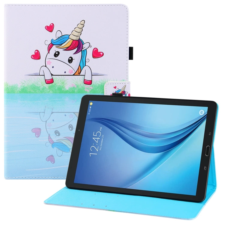 For Samsung Galaxy Tab E 9.6 T560 Colored Drawing Horizontal Flip PU Leather Case with Holder & Card Slots & Wallet & Sleep / Wake-up Function
