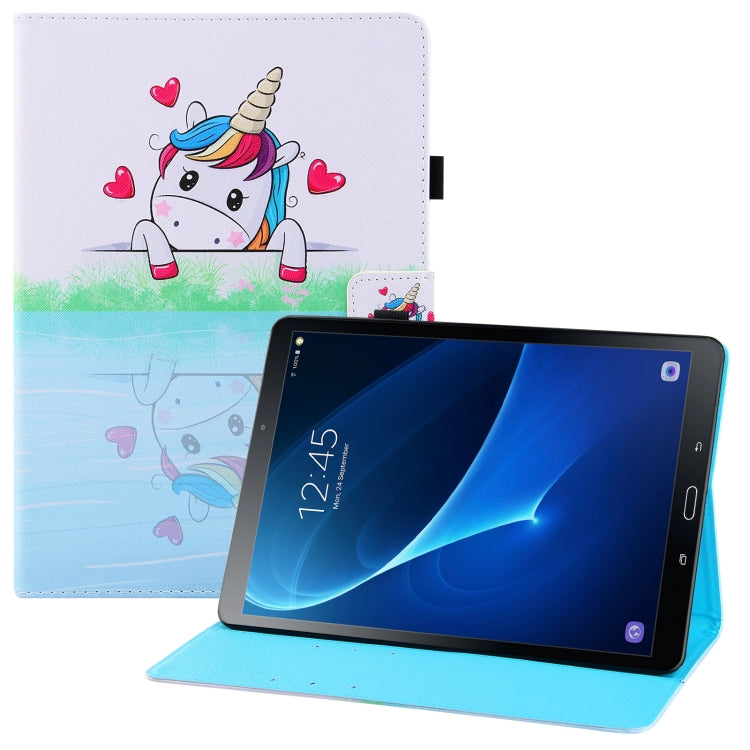 For Samsung Galaxy Tab A 10.1 (2016) T580 Colored Drawing Horizontal Flip PU Leather Case with Holder & Card Slots & Wallet & Sleep / Wake-up Function