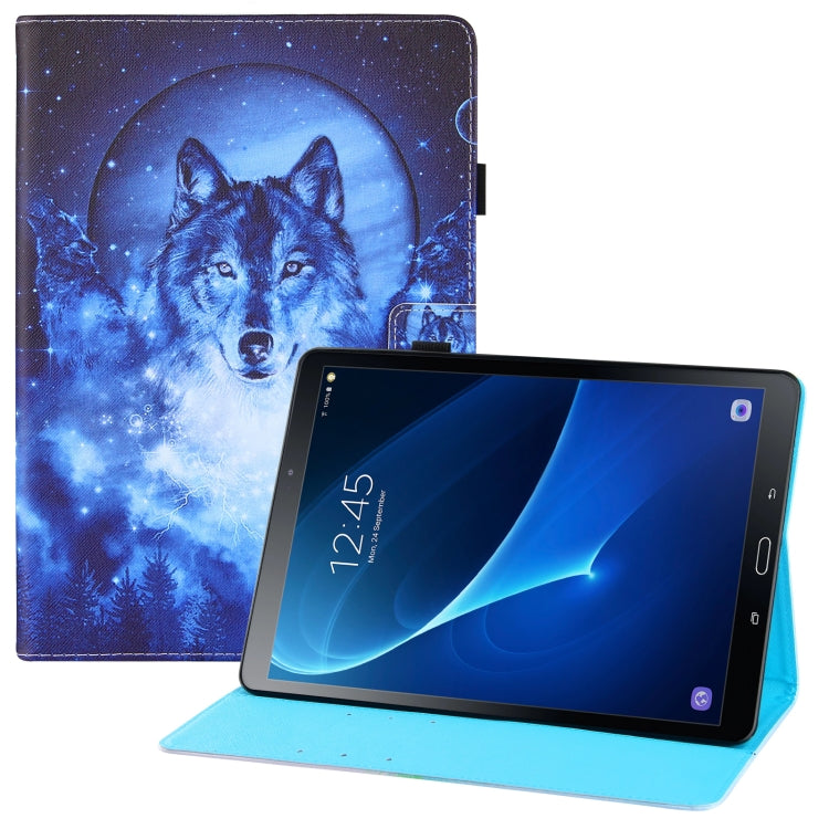 For Samsung Galaxy Tab A 10.1 (2016) T580 Colored Drawing Horizontal Flip PU Leather Case with Holder & Card Slots & Wallet & Sleep / Wake-up Function