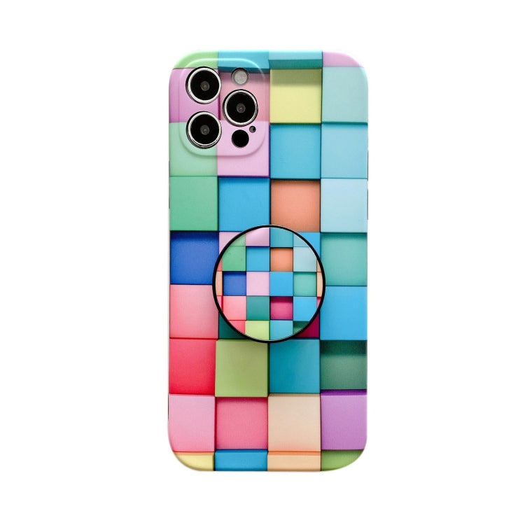 For iPhone 11 Pro 3D Cube IMD Shockproof Protective Case with Holder