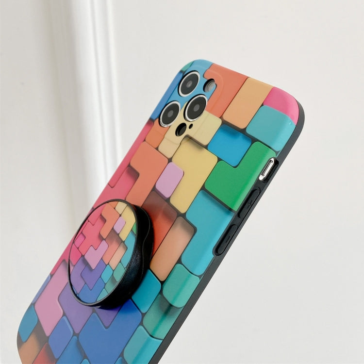 For iPhone 11 Pro 3D Cube IMD Shockproof Protective Case with Holder