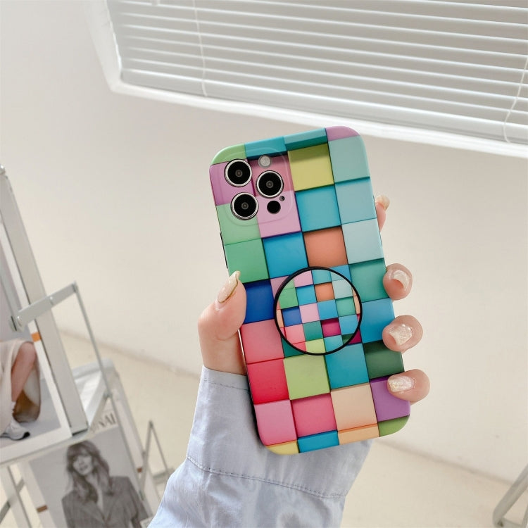 For iPhone 11 Pro Max 3D Cube IMD Shockproof Protective Case with Holder