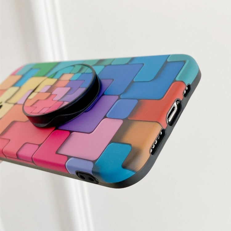 For iPhone 11 Pro Max 3D Cube IMD Shockproof Protective Case with Holder