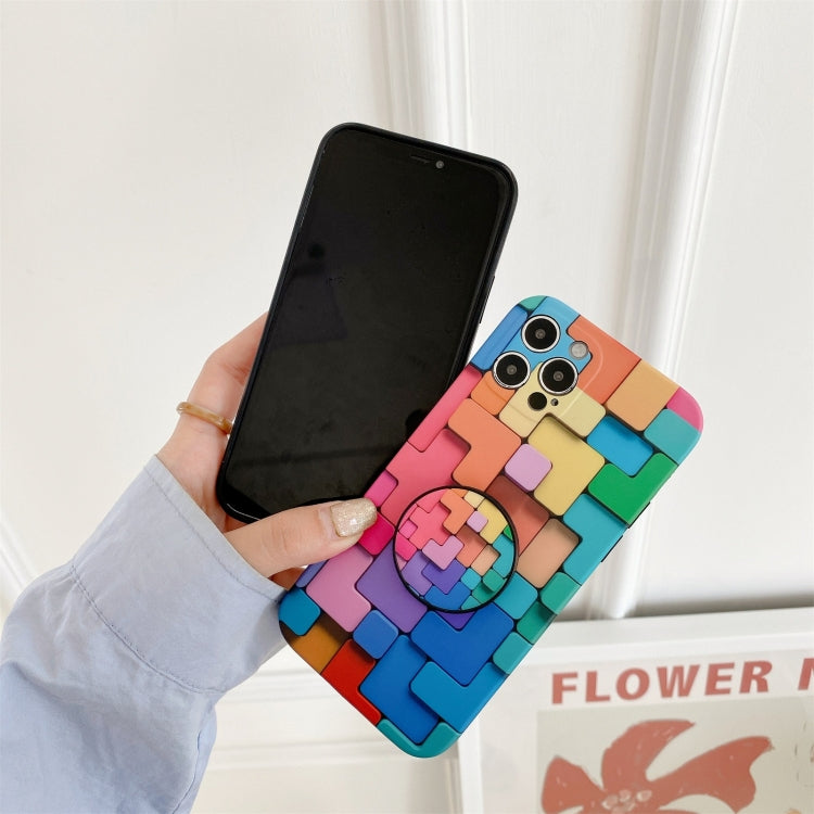For iPhone 12 mini 3D Cube IMD Shockproof Protective Case with Holder
