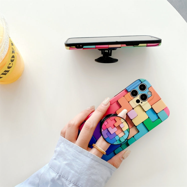 For iPhone 12 mini 3D Cube IMD Shockproof Protective Case with Holder