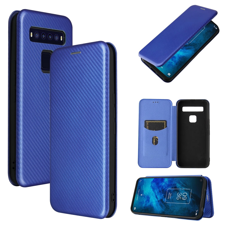 For TCL 10 5G UW(US Version) Carbon Fiber Texture Horizontal Flip TPU + PC + PU Leather Case with Card Slot