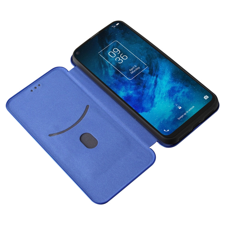 For TCL 10 5G UW(US Version) Carbon Fiber Texture Horizontal Flip TPU + PC + PU Leather Case with Card Slot