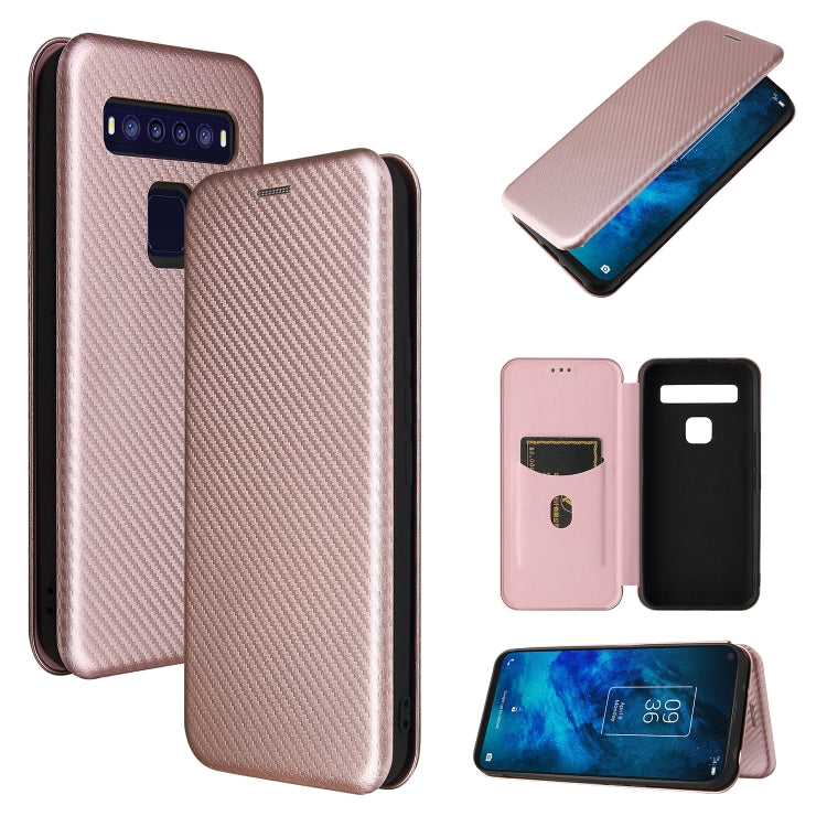 For TCL 10 5G UW(US Version) Carbon Fiber Texture Horizontal Flip TPU + PC + PU Leather Case with Card Slot