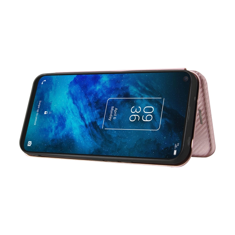 For TCL 10 5G UW(US Version) Carbon Fiber Texture Horizontal Flip TPU + PC + PU Leather Case with Card Slot