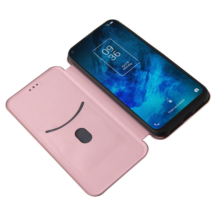 For TCL 10 5G UW(US Version) Carbon Fiber Texture Horizontal Flip TPU + PC + PU Leather Case with Card Slot