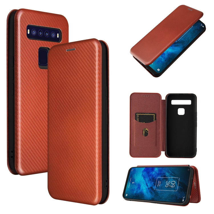 For TCL 10 5G UW(US Version) Carbon Fiber Texture Horizontal Flip TPU + PC + PU Leather Case with Card Slot