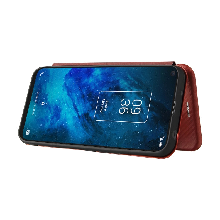 For TCL 10 5G UW(US Version) Carbon Fiber Texture Horizontal Flip TPU + PC + PU Leather Case with Card Slot