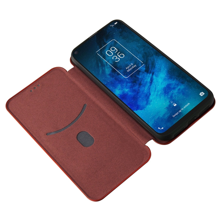 For TCL 10 5G UW(US Version) Carbon Fiber Texture Horizontal Flip TPU + PC + PU Leather Case with Card Slot