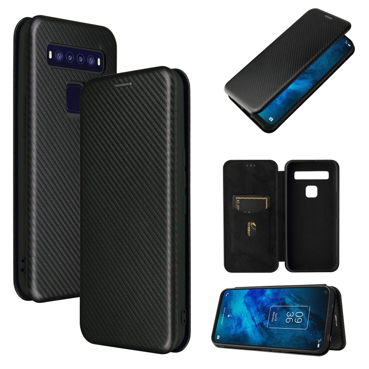 For TCL 10 5G UW(US Version) Carbon Fiber Texture Horizontal Flip TPU + PC + PU Leather Case with Card Slot