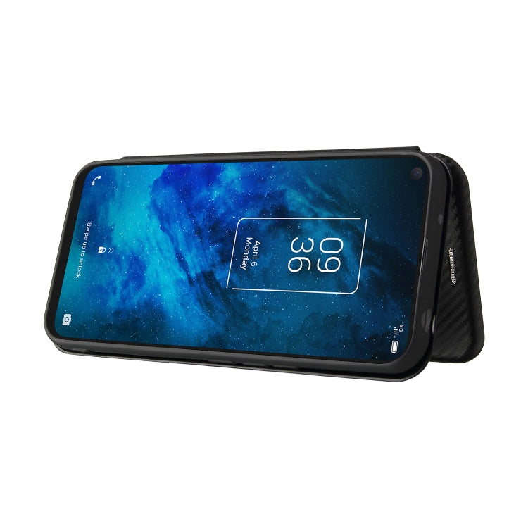 For TCL 10 5G UW(US Version) Carbon Fiber Texture Horizontal Flip TPU + PC + PU Leather Case with Card Slot