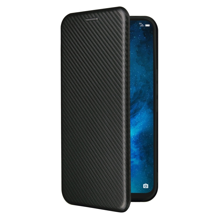 For TCL 10 5G UW(US Version) Carbon Fiber Texture Horizontal Flip TPU + PC + PU Leather Case with Card Slot