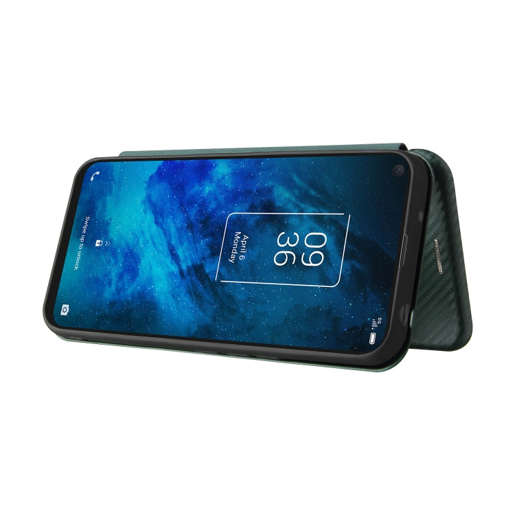 For TCL 10 5G UW(US Version) Carbon Fiber Texture Horizontal Flip TPU + PC + PU Leather Case with Card Slot