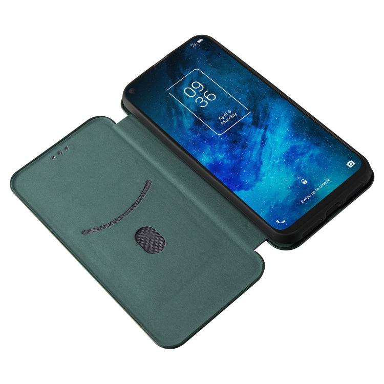 For TCL 10 5G UW(US Version) Carbon Fiber Texture Horizontal Flip TPU + PC + PU Leather Case with Card Slot