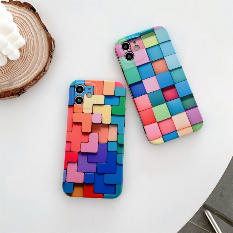 For iPhone 12 mini 3D Cube IMD Shockproof Protective Case