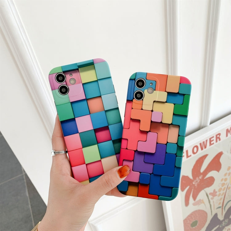 For iPhone 12 3D Cube IMD Shockproof Protective Case
