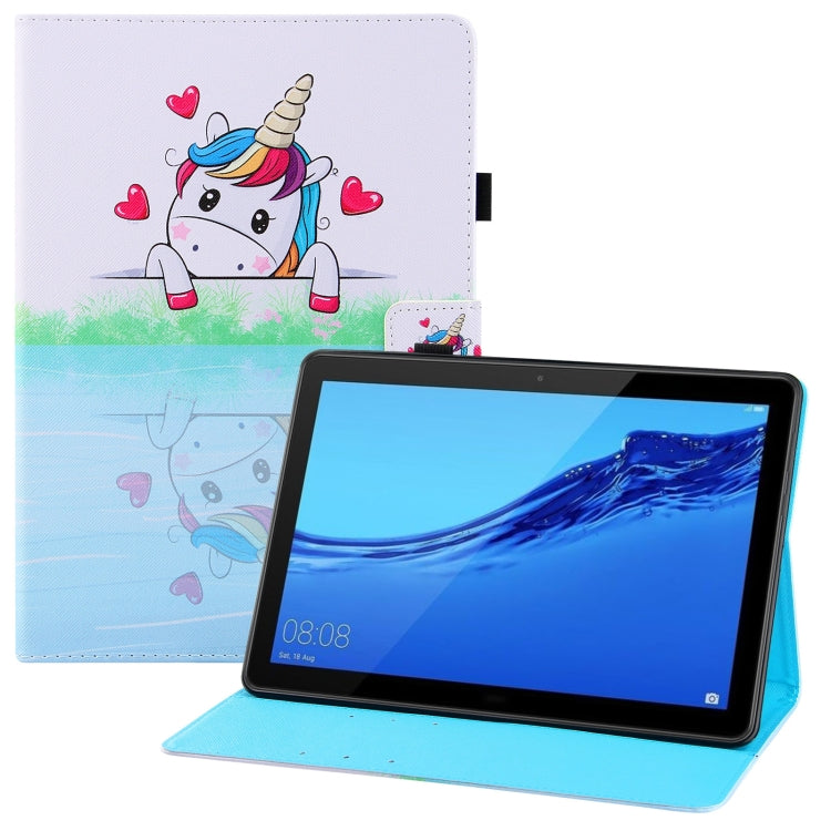 For Huawei MediaPad M5 lite 10.1 Colored Drawing Horizontal Flip PU Leather Case with Holder & Card Slots & Wallet