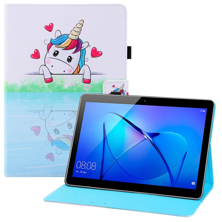 For Huawei MediaPad T3 10 Colored Drawing Horizontal Flip PU Leather Case with Holder & Card Slots & Wallet